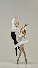 Elegant ballet moment captured mid-movement, highlighting form, control, and expressive artistry...
