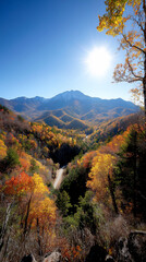 Naklejka premium mountain majesty with autumn blaze