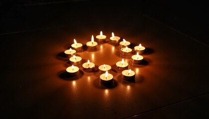 A peaceful display of candles forming a glowing circle in the darkness, symbolizing unity, hope, and Earth Hour&rsquo;s global impact.