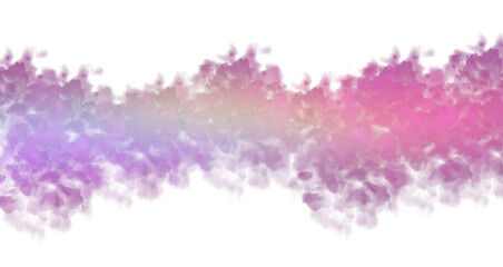 Realistic colorful smoke and clouds fog cutout on transparent background