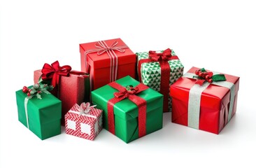 Christmas presents stacked on white background (1)