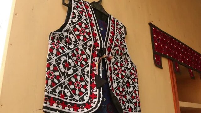 Traditional Pakistani Sindhi dresses, Traditional national dresses are on market in Peshawar city, Pakistan. Pashtun style. Pashtun fashion.
