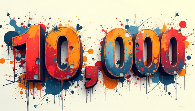 10,000 Milestone Celebration: Colorful Paint Splatter Design
