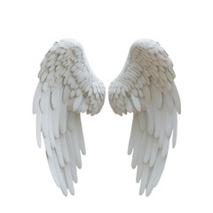 White angel wings isolated on black background heavenly flight purity peace