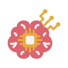 electronic brain ai flat style