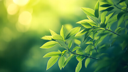 A close-up of green leaves with a blurred background, symbolizing nature and environmental care for an eco-friendly banner or website design
