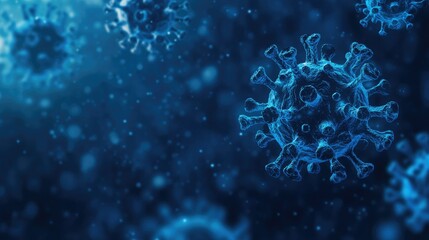 Deep Blue Abstract Canvas Featuring COVID-19 Cell Illustrations: A Corporate Tech Design