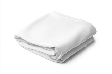 Folded plain white t-shirt with round neck for casual wear on white background