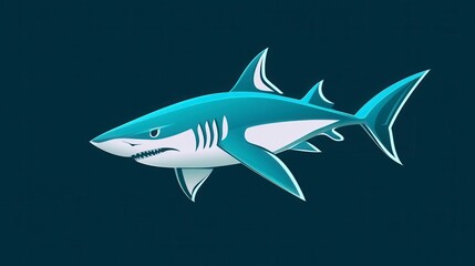 Pixel Art Great White Shark Underwater Illustration