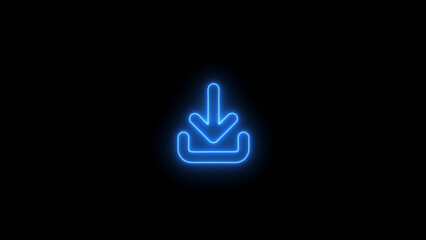 Neon line glowing download icon illustration