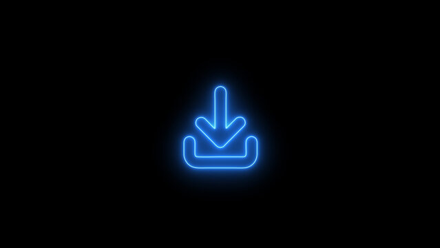 Neon line glowing download icon illustration