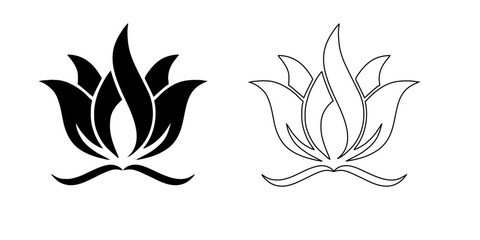 Lotus flowers icon set in flat style, Vector Illustration