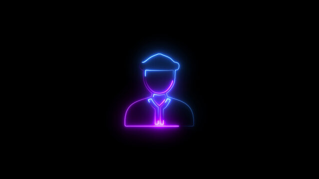 recommend clip art: avatar pilot outline icon in blue neon style