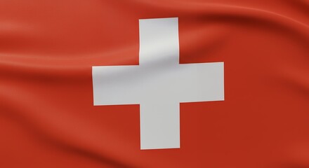 Obraz premium Waving flag of switzerland features a white swiss cross