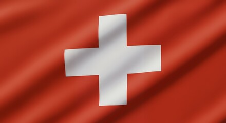 Obraz premium An image shows the waving national flag of Switzerland