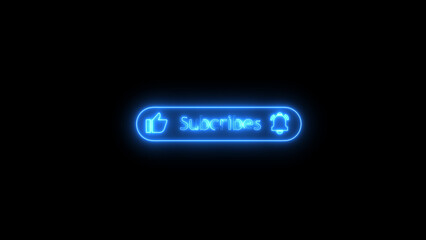 neon glowing Like Subscribe Notification Bell Button Isolated Video Channel Web Element Icons