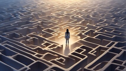 A lone person in a suit stands in the middle of a vast