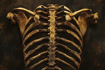 Intricate Human Rib Structure. Anatomical Focus on Adult Rib Cage Against a Minimalist Background