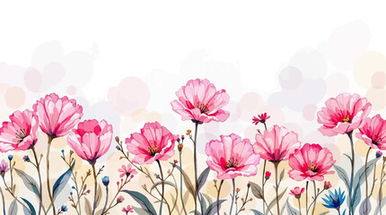 Beautiful floral summer seamless pattern with watercolor hand drawn field wild flowers. Stock illustration