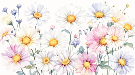 Obraz premium Botanical frame featuring wildflowers and daisies. Vector flat minimalistic isolated illustration.