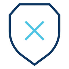 Shield with Cross Symbol Represents Protection Blocked or Denied Concept
