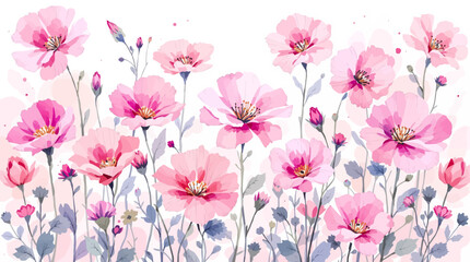 Watercolor pink rose floral background for wedding, invitation, and greeting card with copy space text