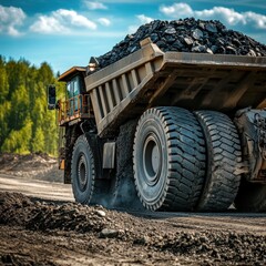 Obraz premium Heavy Haul Truck Loaded with Coal on Mining Road