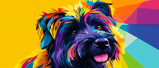 Bouvier Des Flandres Dog with a Vibrant and Colorful Coat Showcasing Its Unique Fur Patterns and Playful Personality in a Beautiful Outdoor Setting