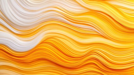 Flowing yellow & white paint abstract background, resembling waves, ideal for designs