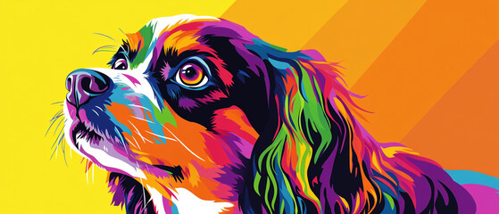 Charming English Toy Spaniel Dog with a Vibrant and Colorful Coat Showcasing Its Unique Fur Patterns and Playful Personality in a Beautiful Outdoor Setting