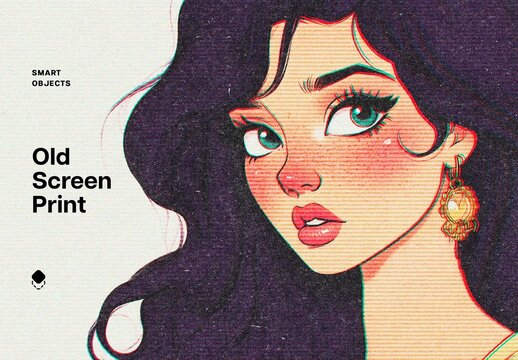 Old Screen Print Design Effect Mockup