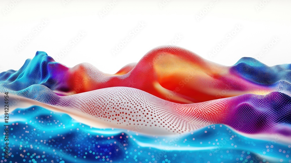 Poster Vibrant abstract texture showcasing colorful waves and patterns, ideal for computer graphics and digital design.