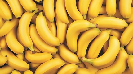 Heap of ripe bananas close-up, yellow fruit, food background, for healthy eating, market produce