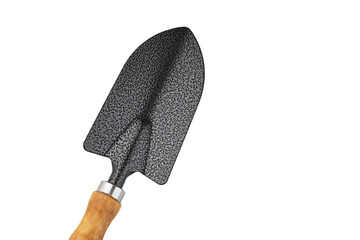 Garden trowel with wooden handle isolated on a white background