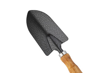 Garden trowel with wooden handle isolated on a white background