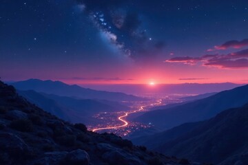 The Bethlehem mountains are bathed in a soft starlight, calm, darkness, shadows