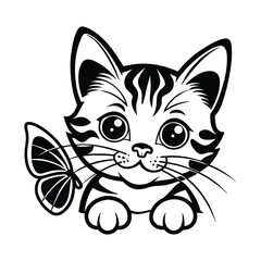 Fototapeta premium Cat with Butterfly