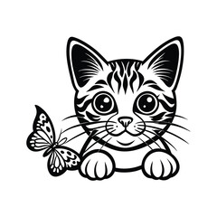 Obraz premium Cat with Butterfly