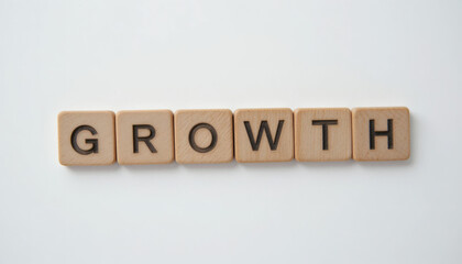 Wooden cubes with text "Growth" symbolizing personal development, happiness, and life balance, representing progress, self-improvement, and the journey toward success and fulfillment.