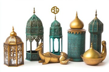 Eid Mubarak Decor Set isolated on white background