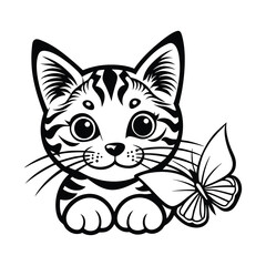Fototapeta premium Cat with Butterfly