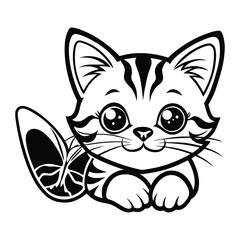 Fototapeta premium Cat with Butterfly