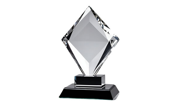 Crystal award trophy with diamond isolated on white and transparent background – perfect for achievement and recognition themes