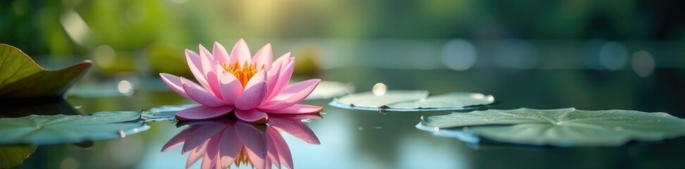 Water lilies float effortlessly on the calm surface, lily, natural, tranquil scene