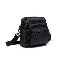 Naklejka premium Black utility pouch crossbody bag isolated on white background