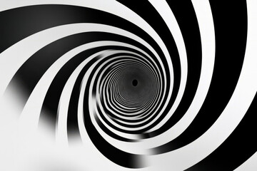 Fototapeta premium A hypnotic black and white spiral that appears to move when stared at, creating a mind bending optical illusion. The stark contrast heightens the effect.
