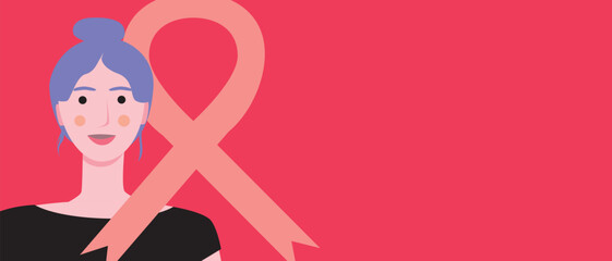 Cancer patients silhouettes and cancer ribbon, silhouette vector stock illustration with unidentifiable people together as a template with space for text or copy space