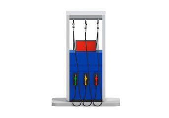 Fuel dispensing station of a gas station, transparent background