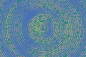 Blue, green, yellow, colorful halftone festival background. Radial halftone gradient background. Fading effect polka dot multicolor background for fabric, banner, poster, web, wallpaper and more.