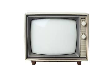 Classic Silver Retro TV with Blank Screen on White Background